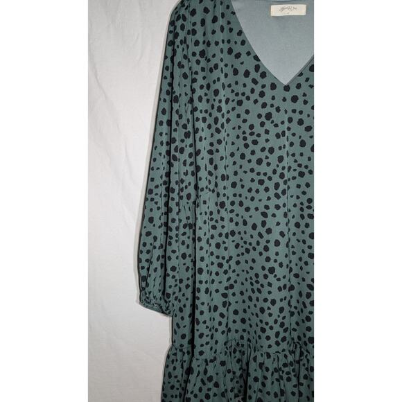 A Beautiful Soul Womens Spotted Animal Print Dress Sz 1X 14-16 green Loose Flowy - Picture 3 of 5